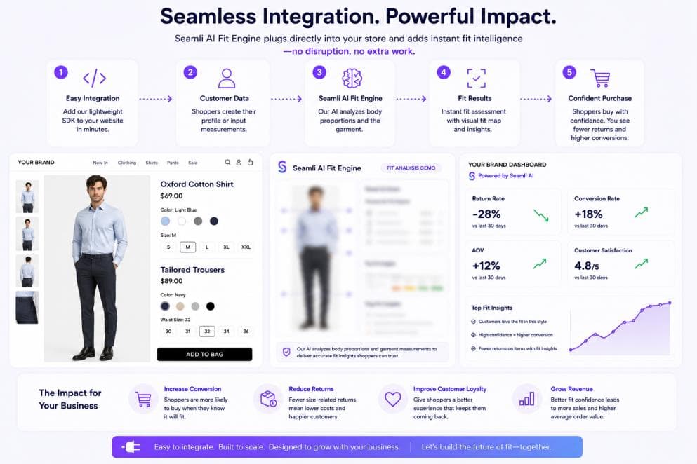 Seamless integration: Seamli AI Fit Engine plugs directly into your store